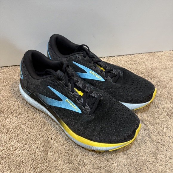 Brooks Ghost Running Shoes Mens Size 13 Black Yellow Road Sneakers 1104181D029